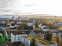 Blick über das herbstliche Birsfelden