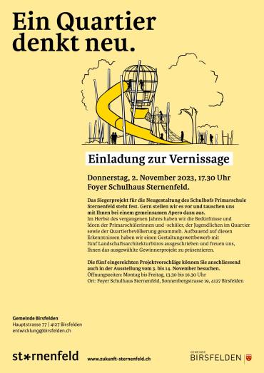 Flyer Einladung Vernissage Neugestaltung Schulhof Primarschule Sternenfeld